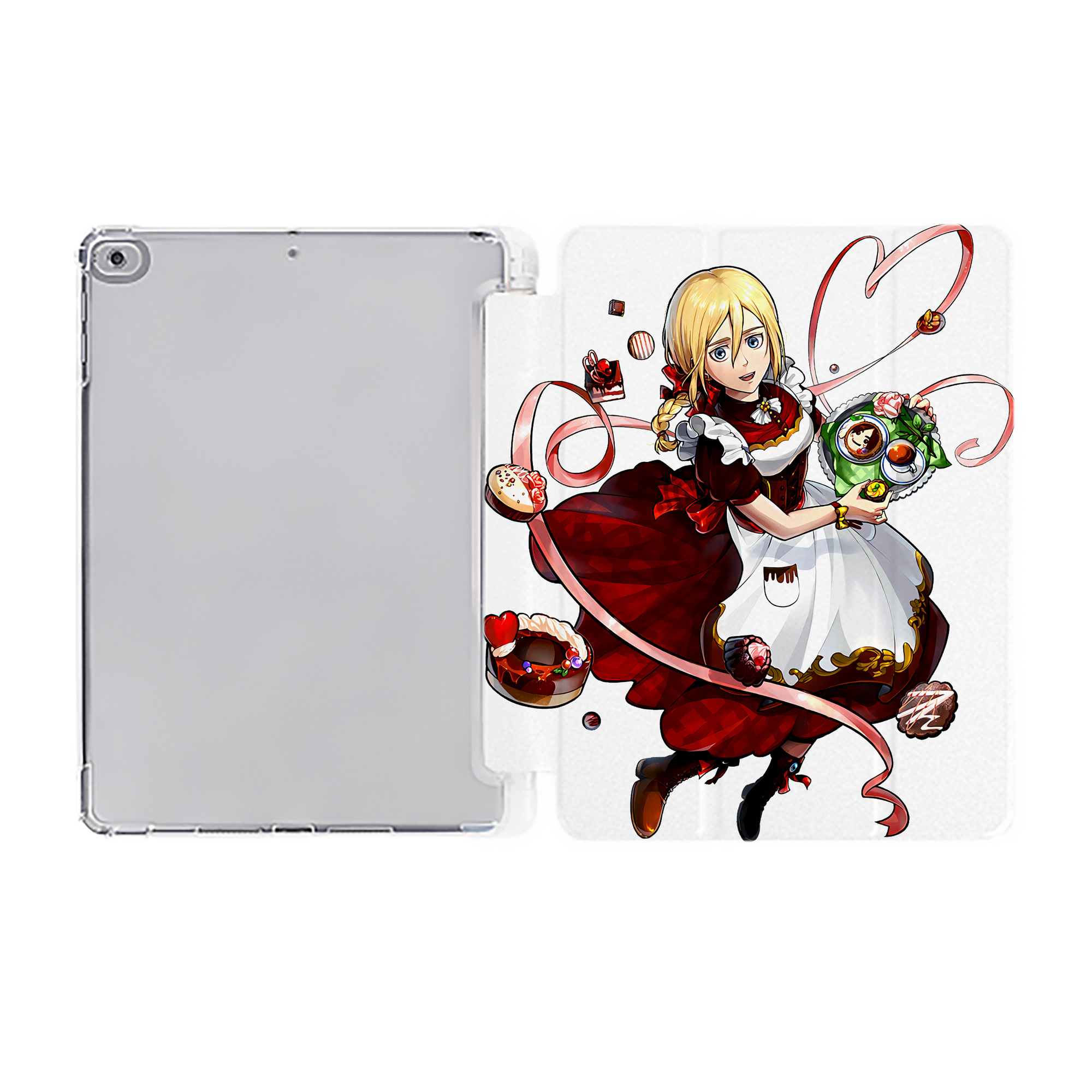 （画像用） 進撃の巨人 クリスタ·レンズ Attack on Titan Christa Lenz IPad ケース ペン収納付き 三つ折りスタンド PUレザー×シリコン 対応機種9.5/10.5/10.9インチ